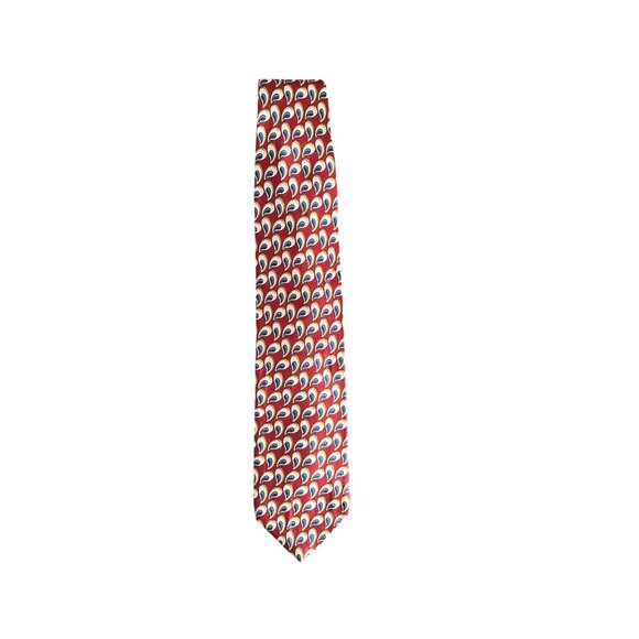 Jos. A. Bank Red Geometric Silk Tie 100% Silk Classic Business Formal Accessory - Picture 1 of 2